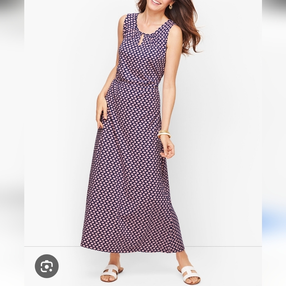 Talbots-Soft Stretch Jersey Maxi Dress in Daisy Print-Size 3X